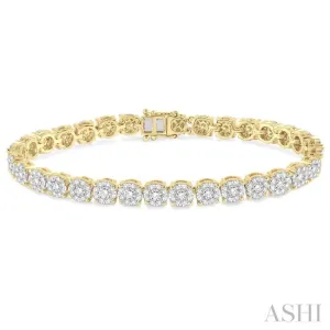5 ctw Round Cut Diamond Lovebright Tennis Bracelet in 14K Yellow and White Gold