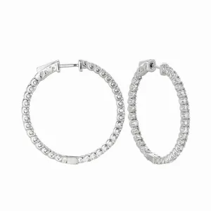 5 POINTER HOOP EARRINGS/PATENTED SNAP LOCK 14K GOLD (3.25 CTW)
