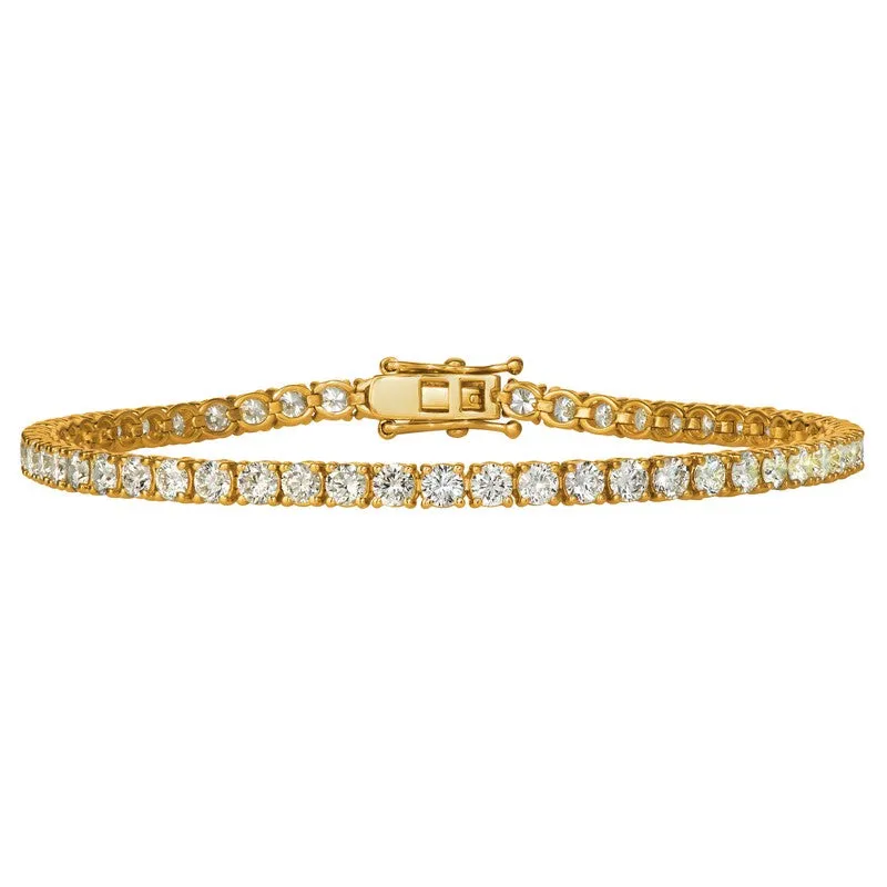 5.35 Carat Natural Diamond Tennis Bracelet G SI 14K Yellow Gold 7.5 inches