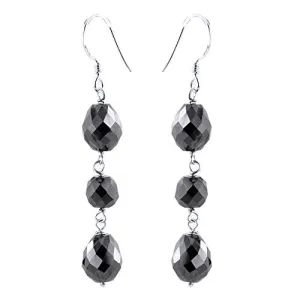 6 mm, 21 Ct  Round and Drop Shape Black Diamonds Earrings- Amazing Look with Great Sparkle