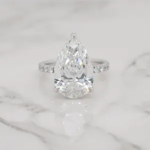 6ct Pear Shape, Hidden Halo, Pavé Engagement Ring