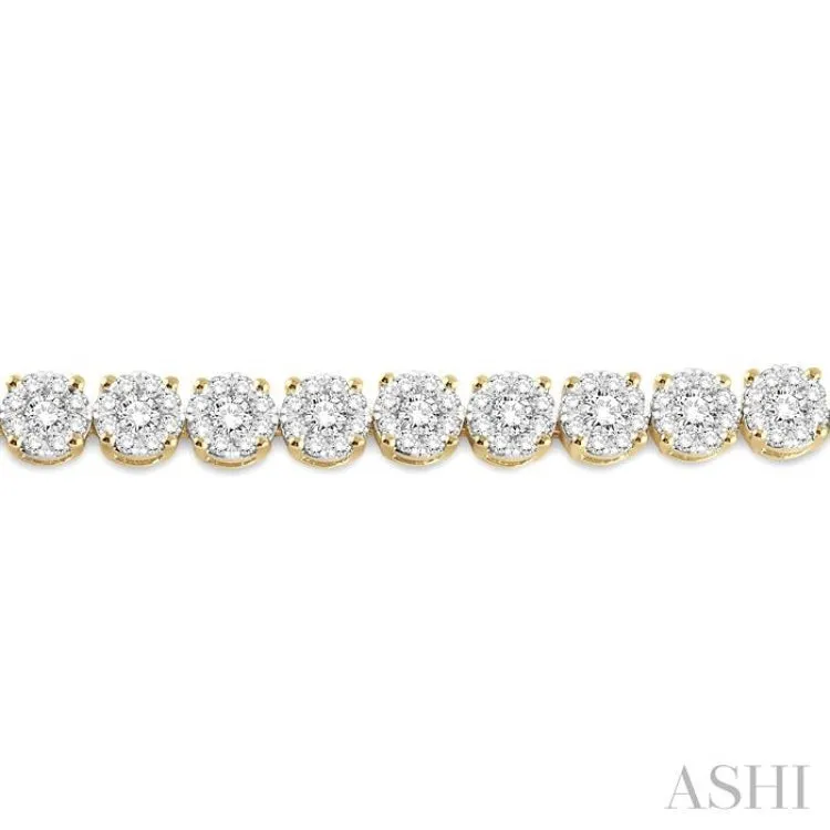 7 ctw Round Cut Diamond Lovebright Tennis Bracelet in 14K Yellow and White Gold