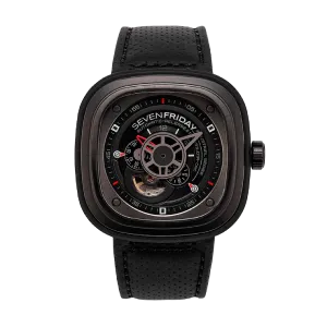 7Friday Black Leather Strap Black Dial Automatic Watch for Gents - P3/01-U097