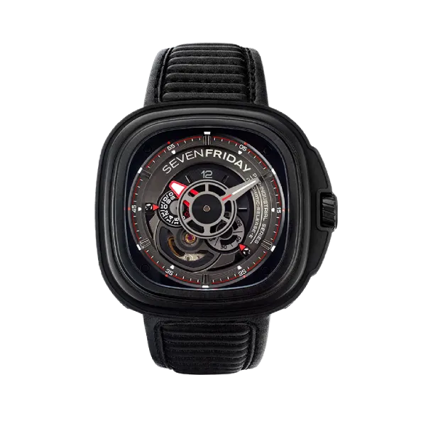 7Friday Black Leather Strap Black Dial Automatic Watch for Gents - P3B/01-G224