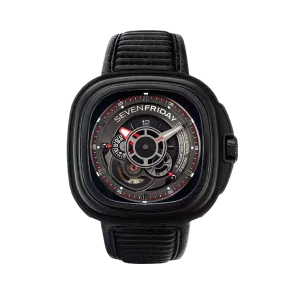 7Friday Black Leather Strap Black Dial Automatic Watch for Gents - P3B/01-G224