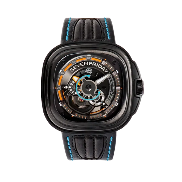 7Friday Black Leather Strap Black Dial Automatic Watch for Gents - P3B/02-X020