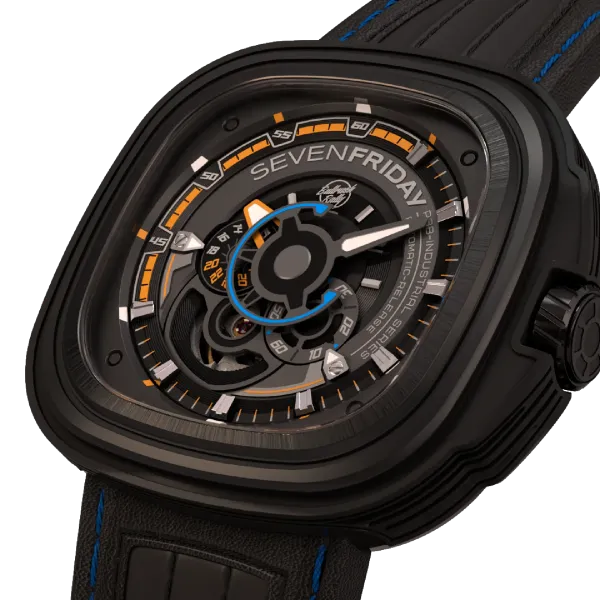 7Friday Black Leather Strap Black Dial Automatic Watch for Gents - P3B/02-X020