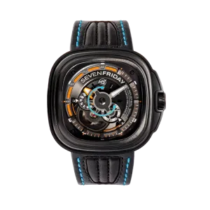 7Friday Black Leather Strap Black Dial Automatic Watch for Gents - P3B/02-X020