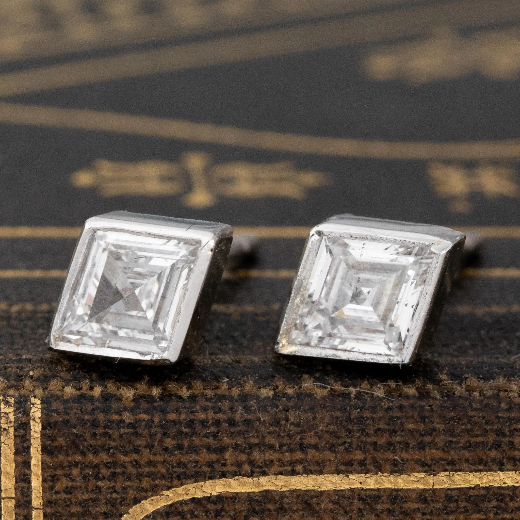 .82ctw Kite Cut Diamond Bezel Stud Earrings