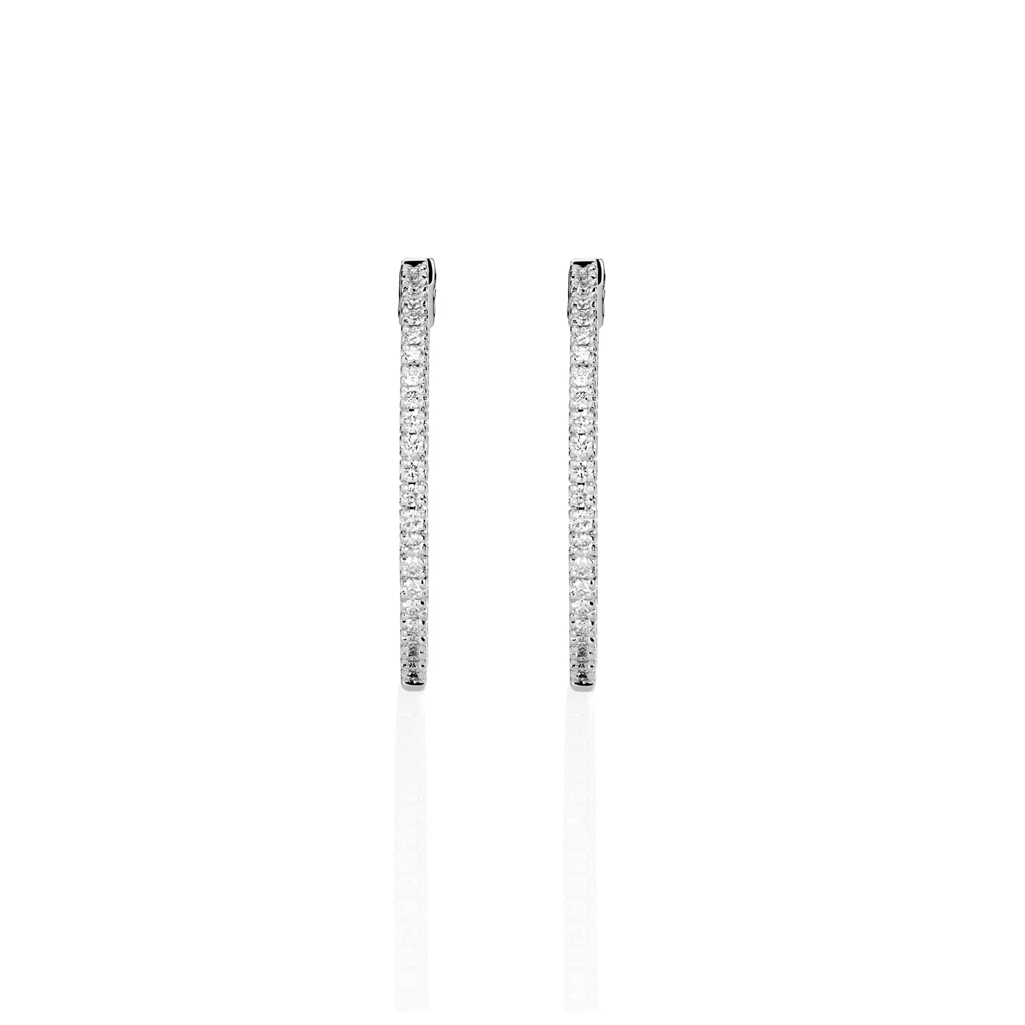 9ct White Gold Inside/Outside Lab Grown Diamond Hoop Earrings TDW= 0.90ct