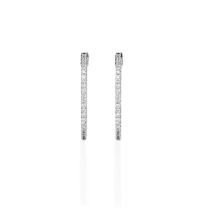 9ct White Gold Inside/Outside Lab Grown Diamond Hoop Earrings TDW= 0.90ct