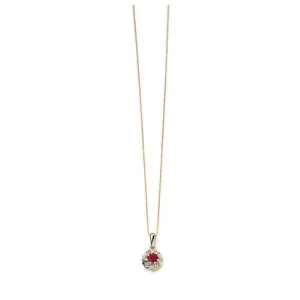 9ct Yellow Gold 4dia & Ruby   Chn
