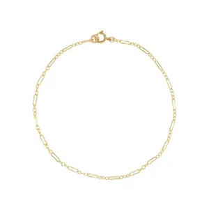 Amanda Thin Elongated Oval / Round Link Chain Bracelet - Gold