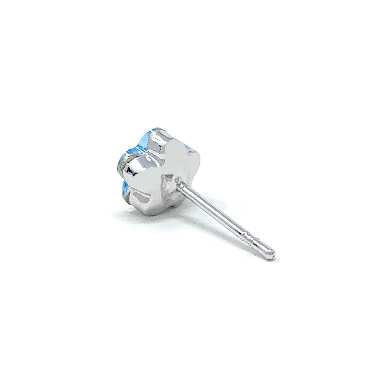 Anna Small Stud Earrings with Blue Aquamarine Flower Crystals from Swarovski Silver Toned Rhodium Plated