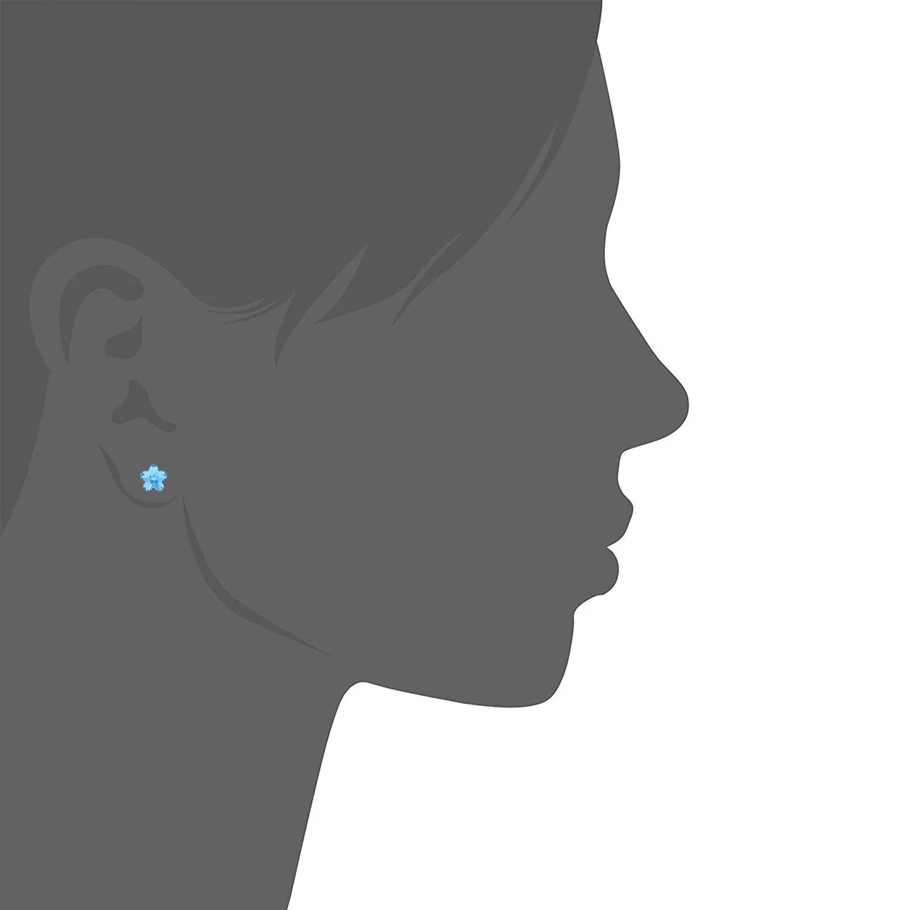 Anna Small Stud Earrings with Blue Aquamarine Flower Crystals from Swarovski Silver Toned Rhodium Plated
