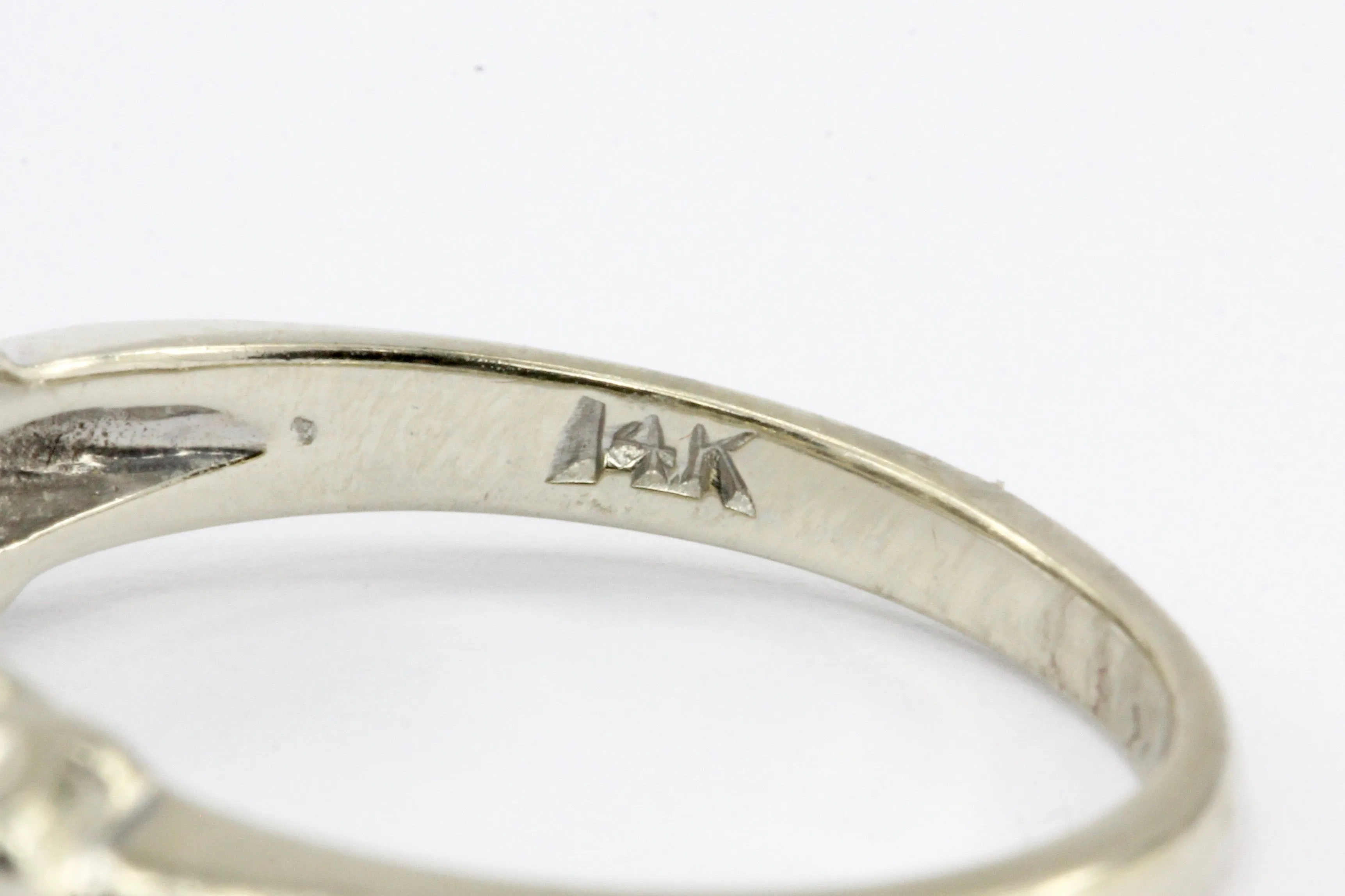 Antique 14K White Gold & Diamond Engagement Ring 1 ctw Size 6