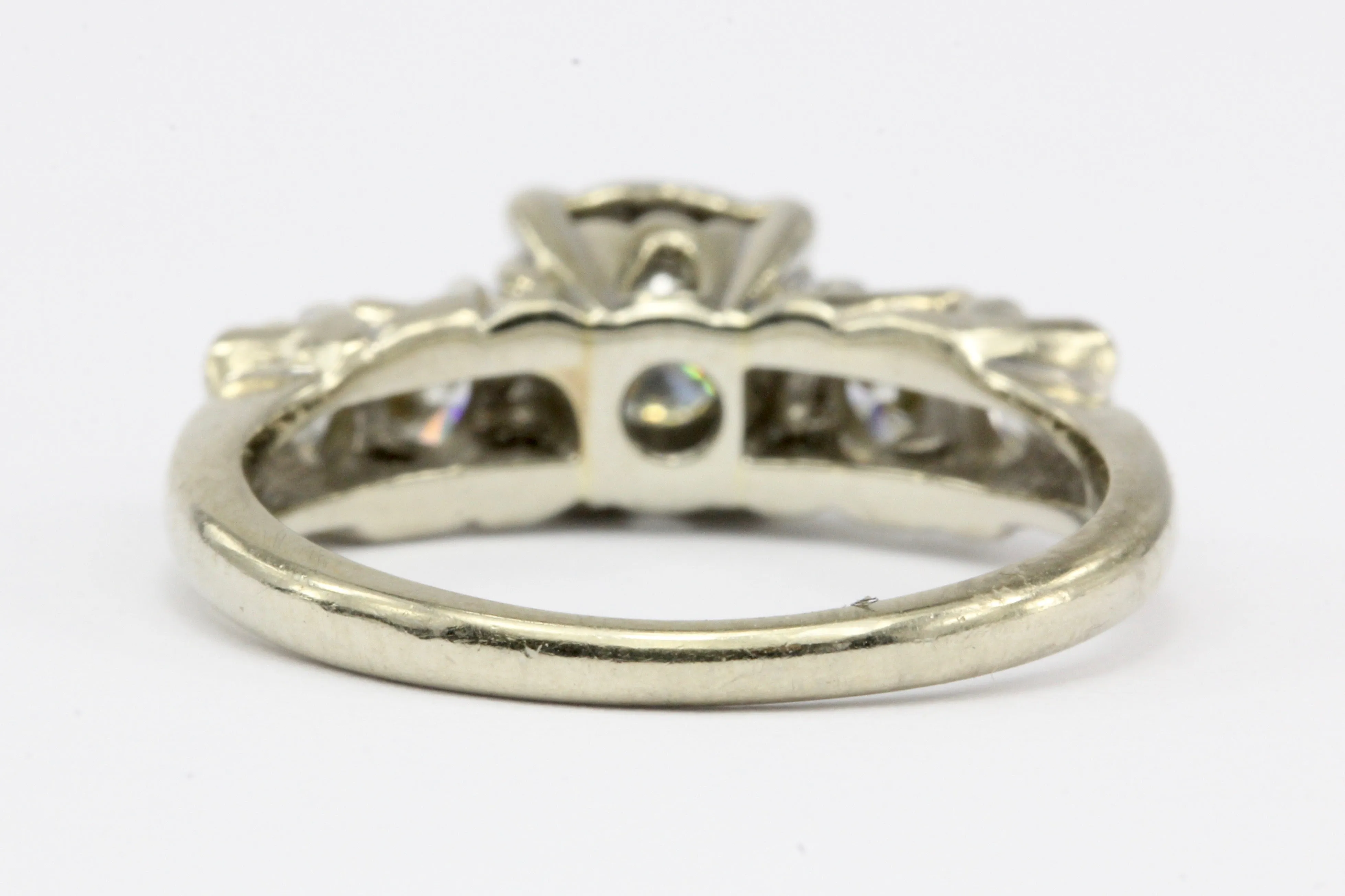 Antique 14K White Gold & Diamond Engagement Ring 1 ctw Size 6
