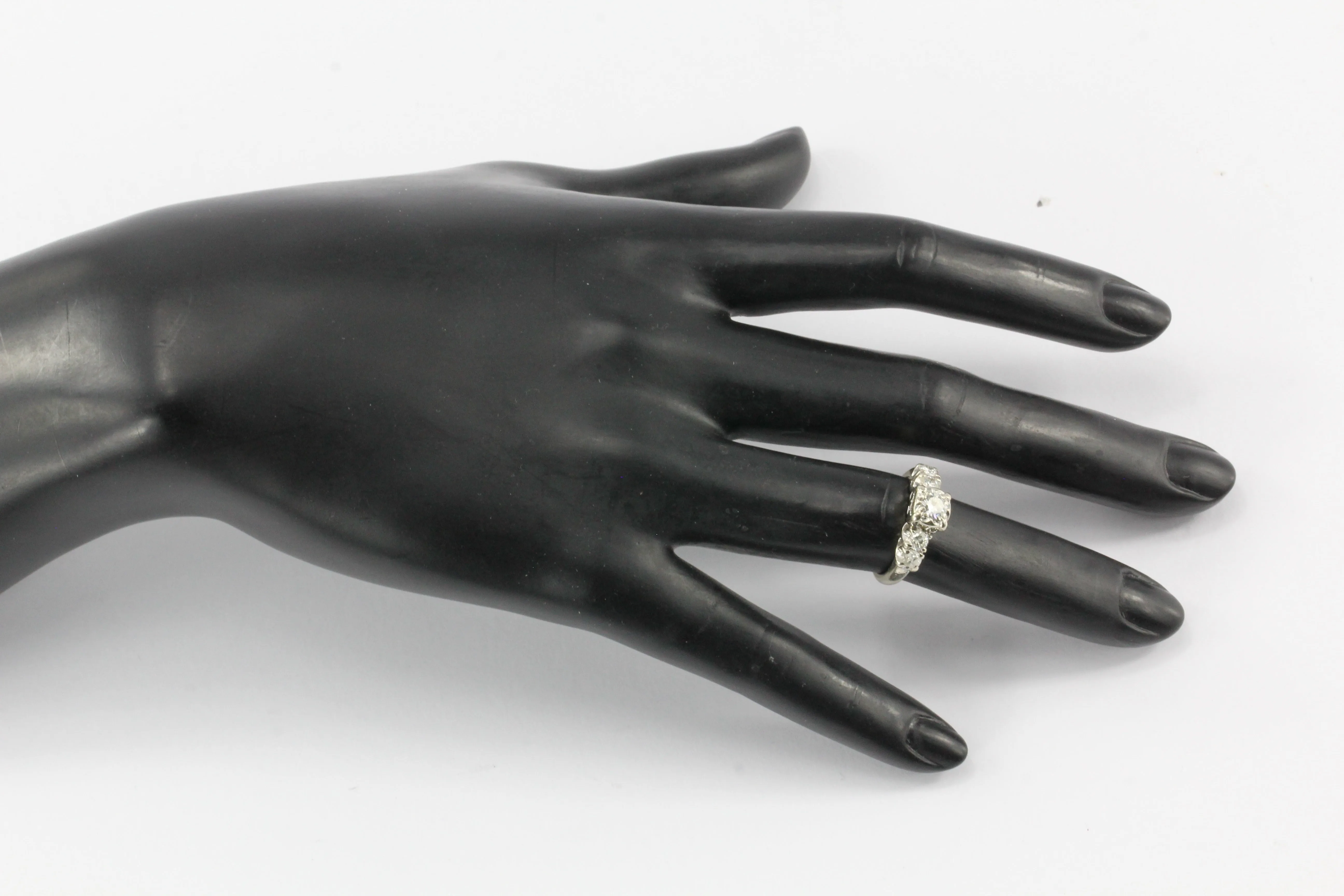 Antique 14K White Gold & Diamond Engagement Ring 1 ctw Size 6