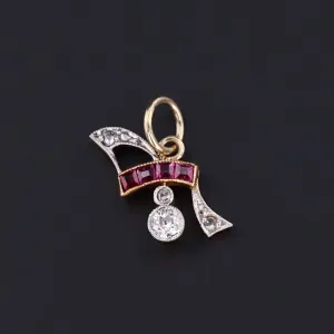 Antique Diamond & Ruby Charm | Antique Pin Conversion