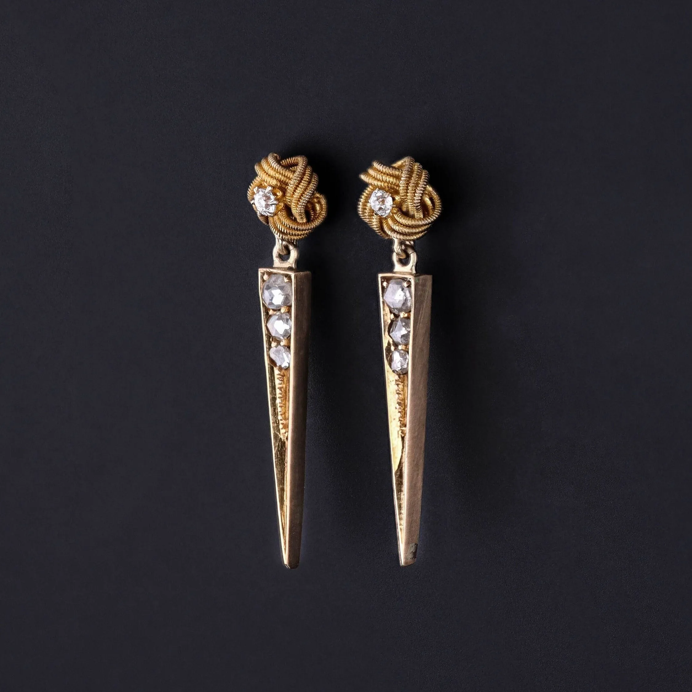 Antique Diamond Love Knot Conversion Earrings