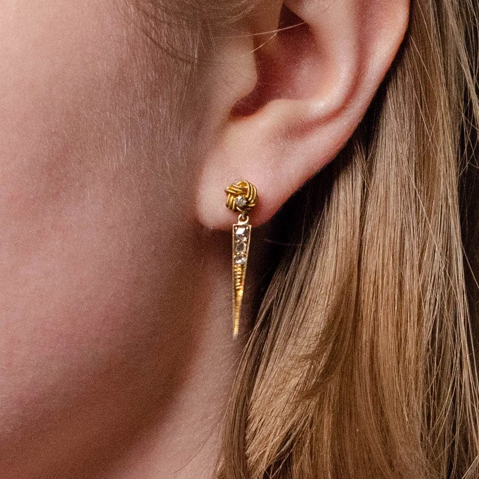 Antique Diamond Love Knot Conversion Earrings