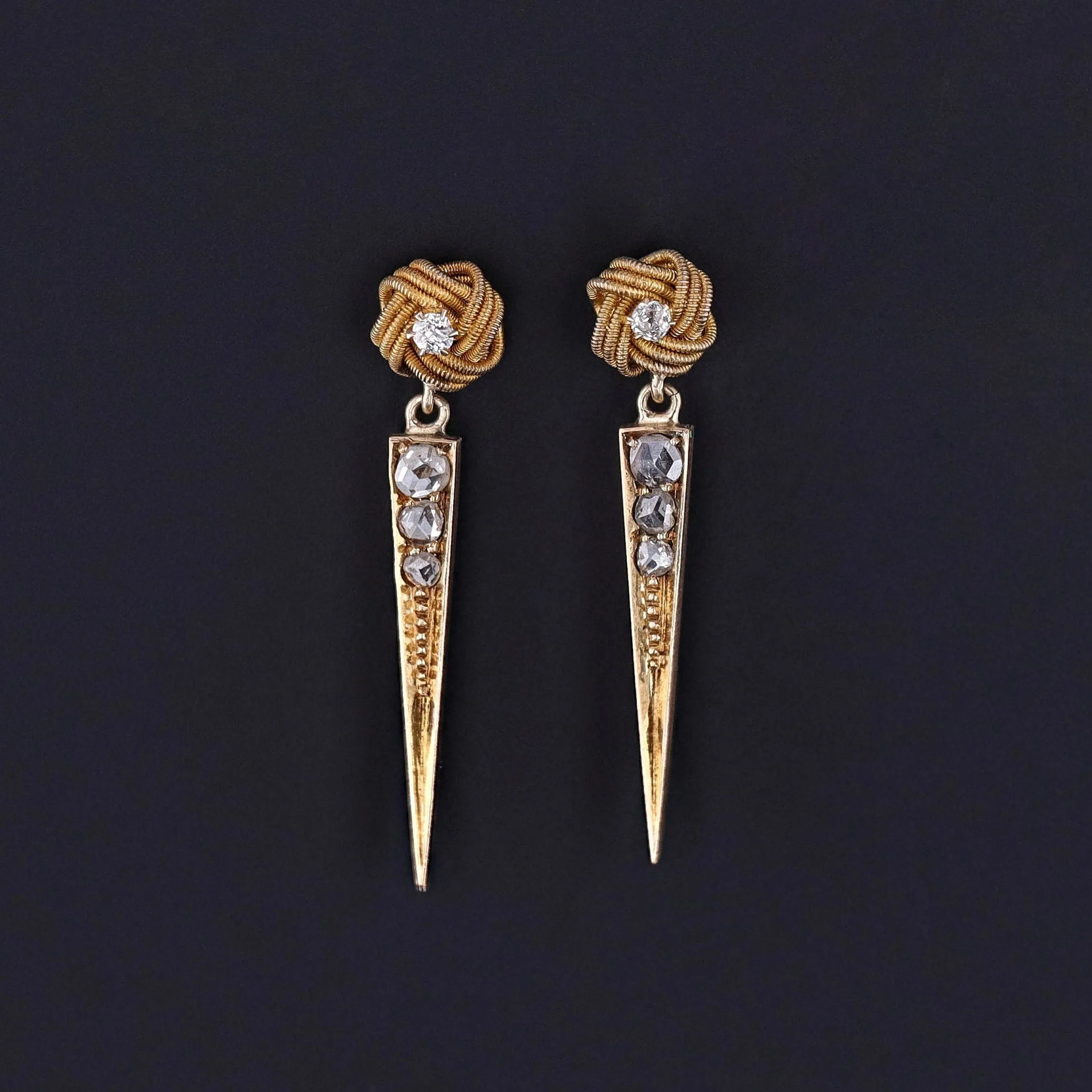 Antique Diamond Love Knot Conversion Earrings