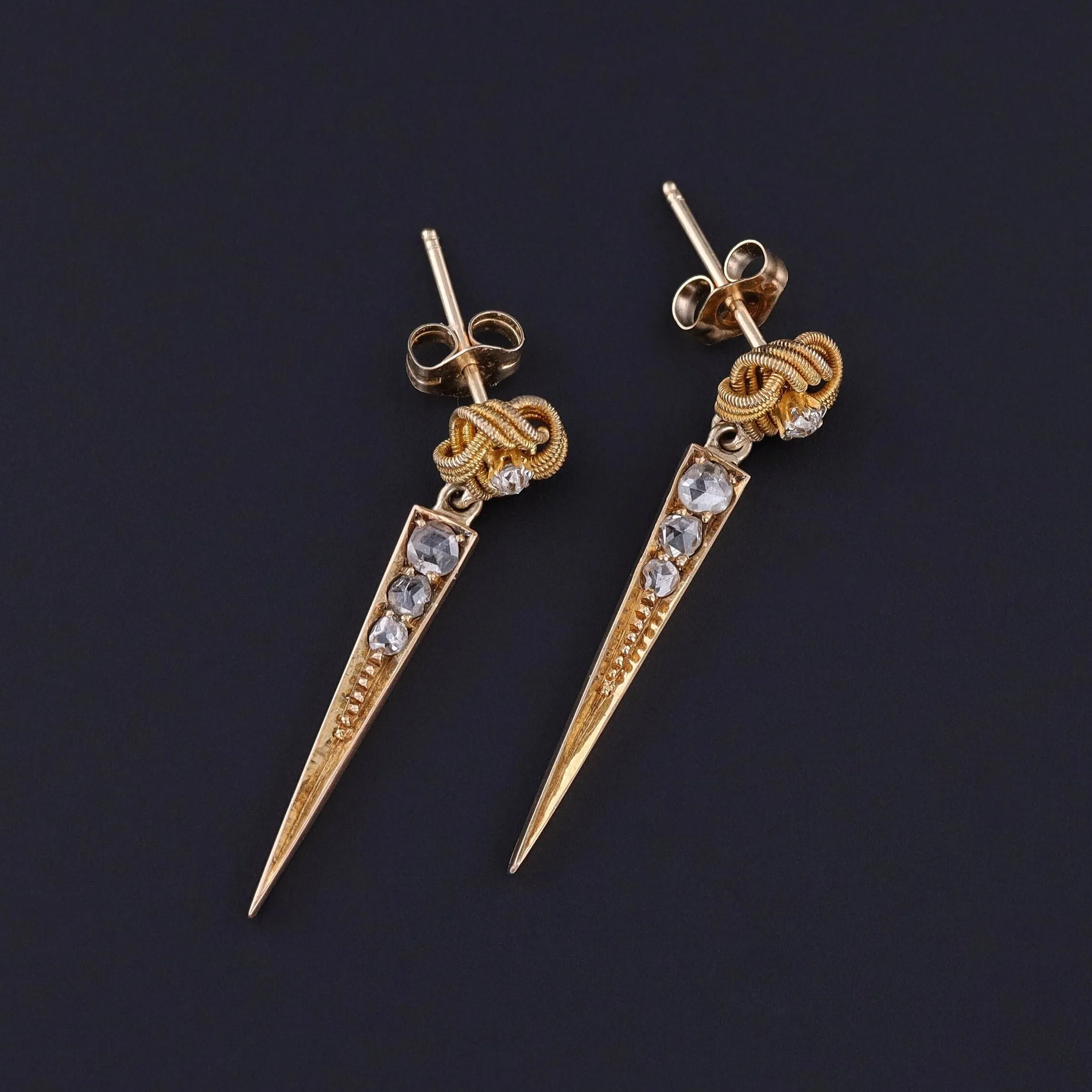 Antique Diamond Love Knot Conversion Earrings