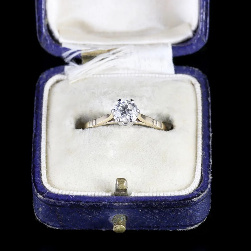 Antique Edwardian  Diamond Solitaire Ring 18Ct Gold Circa 1915 Engagement Ring