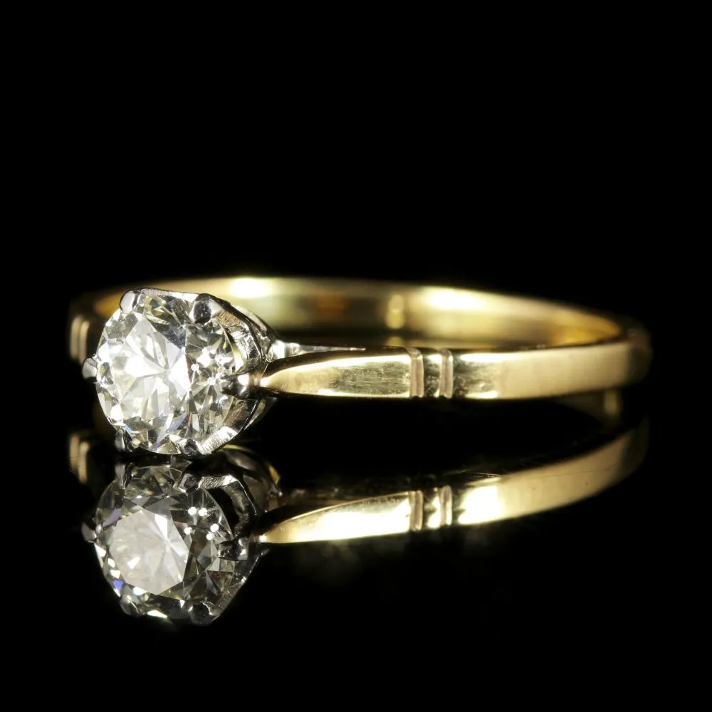 Antique Edwardian  Diamond Solitaire Ring 18Ct Gold Circa 1915 Engagement Ring