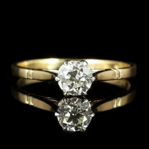 Antique Edwardian  Diamond Solitaire Ring 18Ct Gold Circa 1915 Engagement Ring
