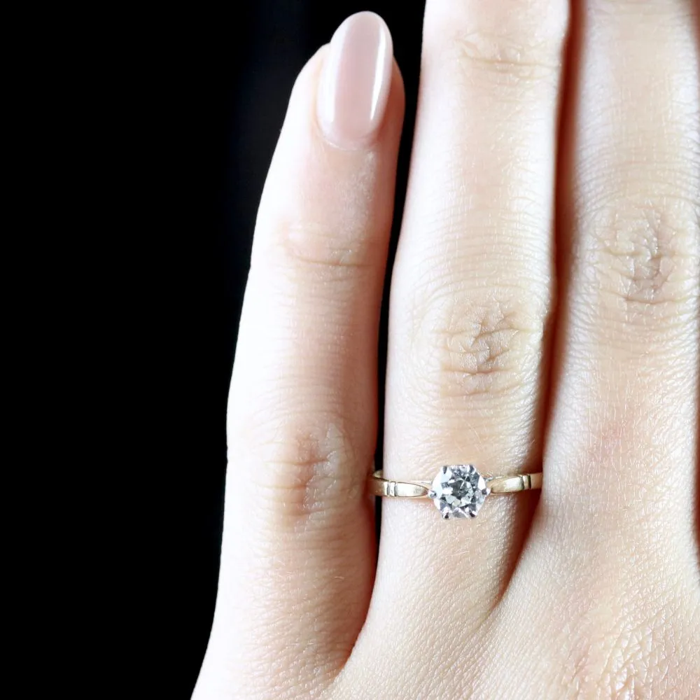 Antique Edwardian  Diamond Solitaire Ring 18Ct Gold Circa 1915 Engagement Ring