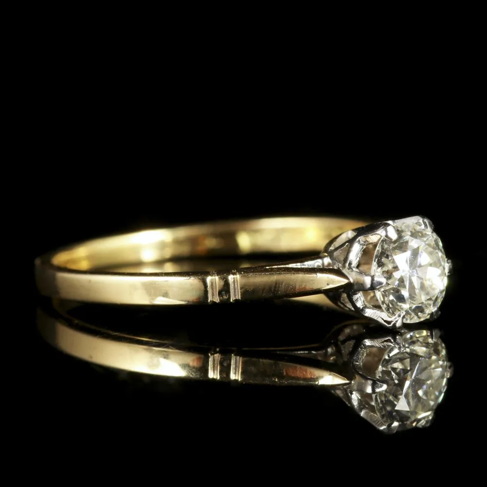 Antique Edwardian  Diamond Solitaire Ring 18Ct Gold Circa 1915 Engagement Ring