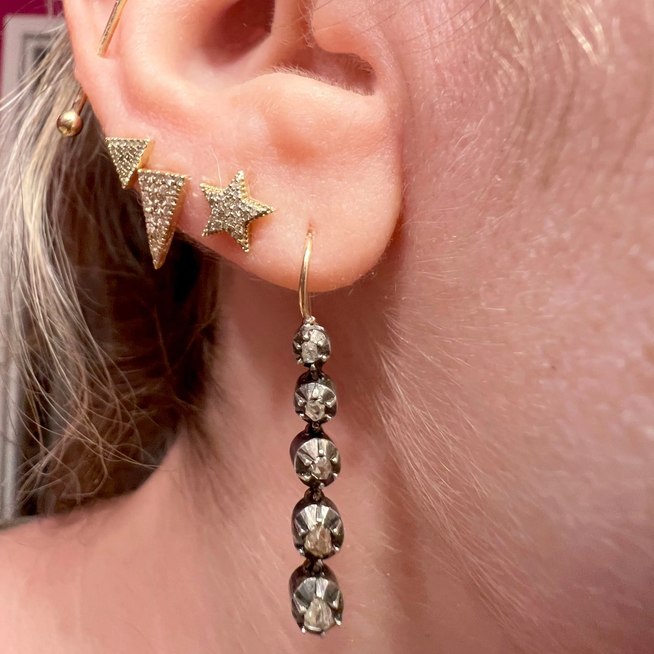 Antique Rose Cut Diamond Earrings