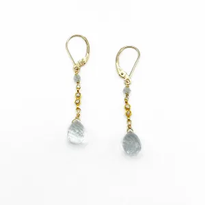 Aquamarine and Diamond Drop Fairy Earrings