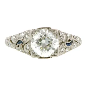 Art Deco Engagement Ring, RBC 1.57ct