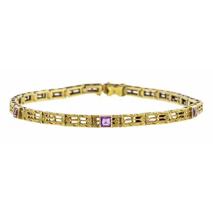 Art Deco Engraved Amethyst Bracelet