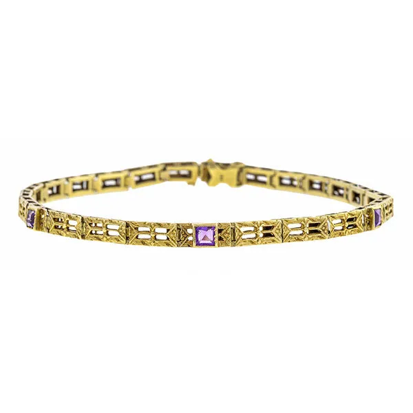 Art Deco Engraved Amethyst Bracelet
