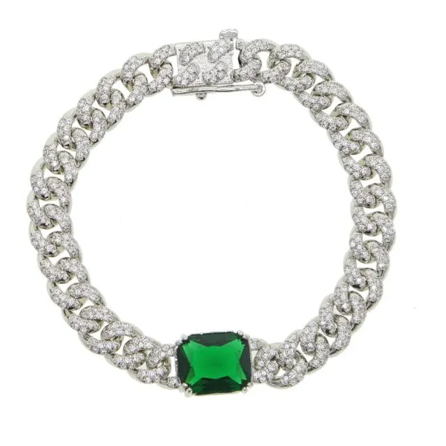 Baguette Green Stone Bracelet