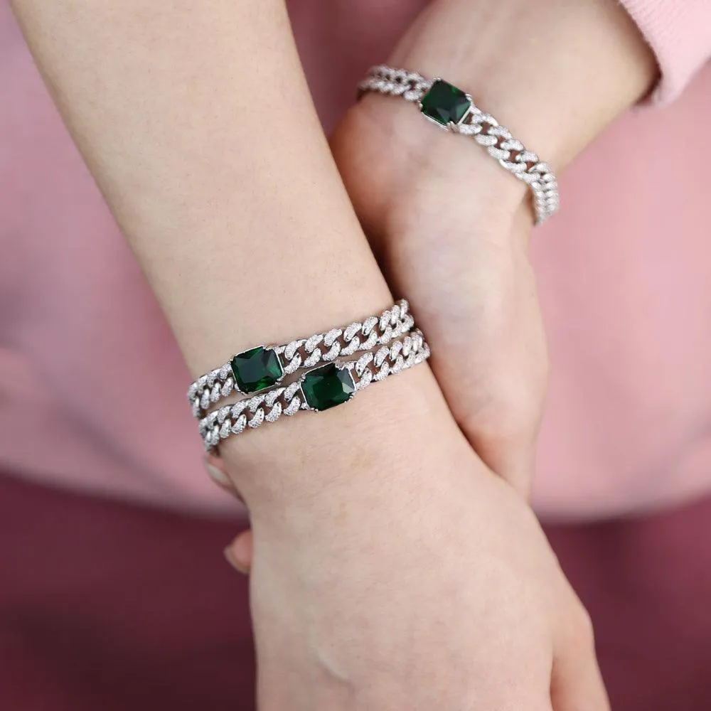 Baguette Green Stone Bracelet