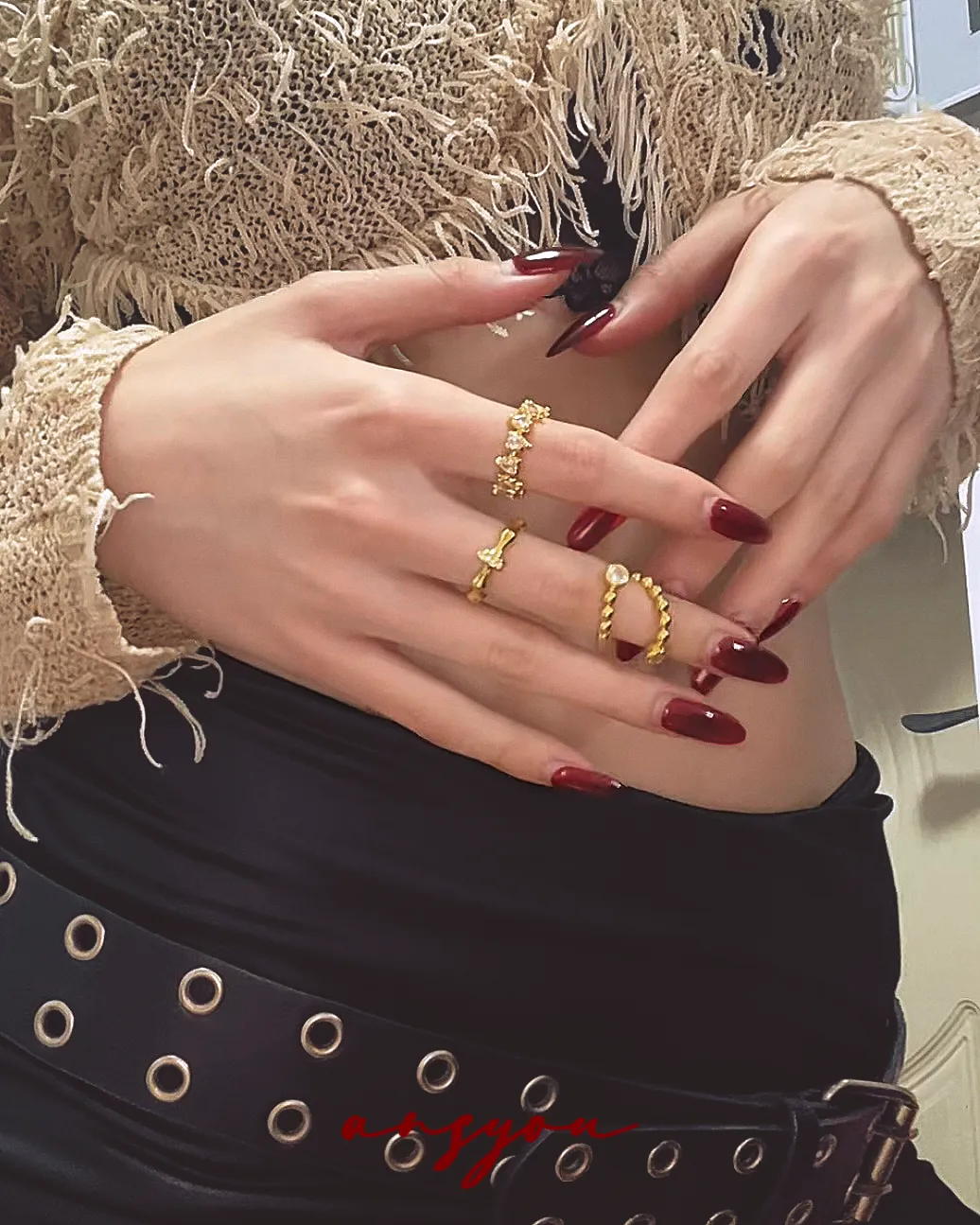 Bamboo Diamond Hoop Ring