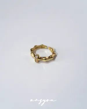 Bamboo Diamond Hoop Ring