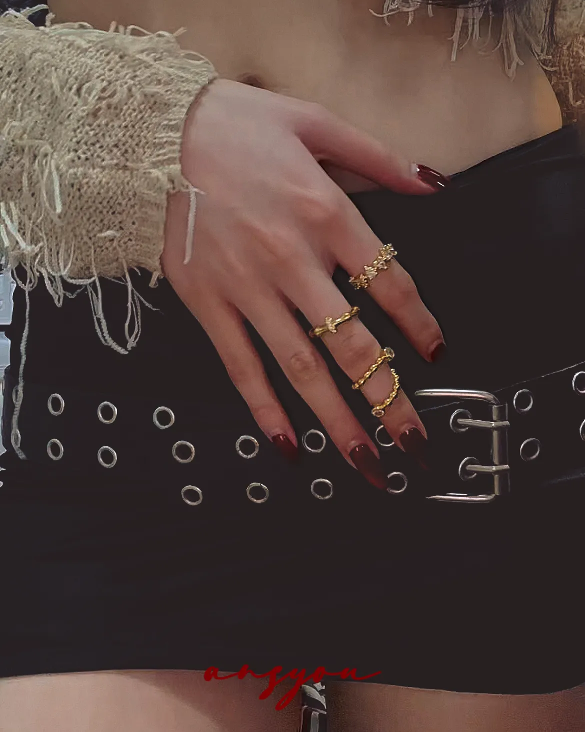 Bamboo Diamond Hoop Ring