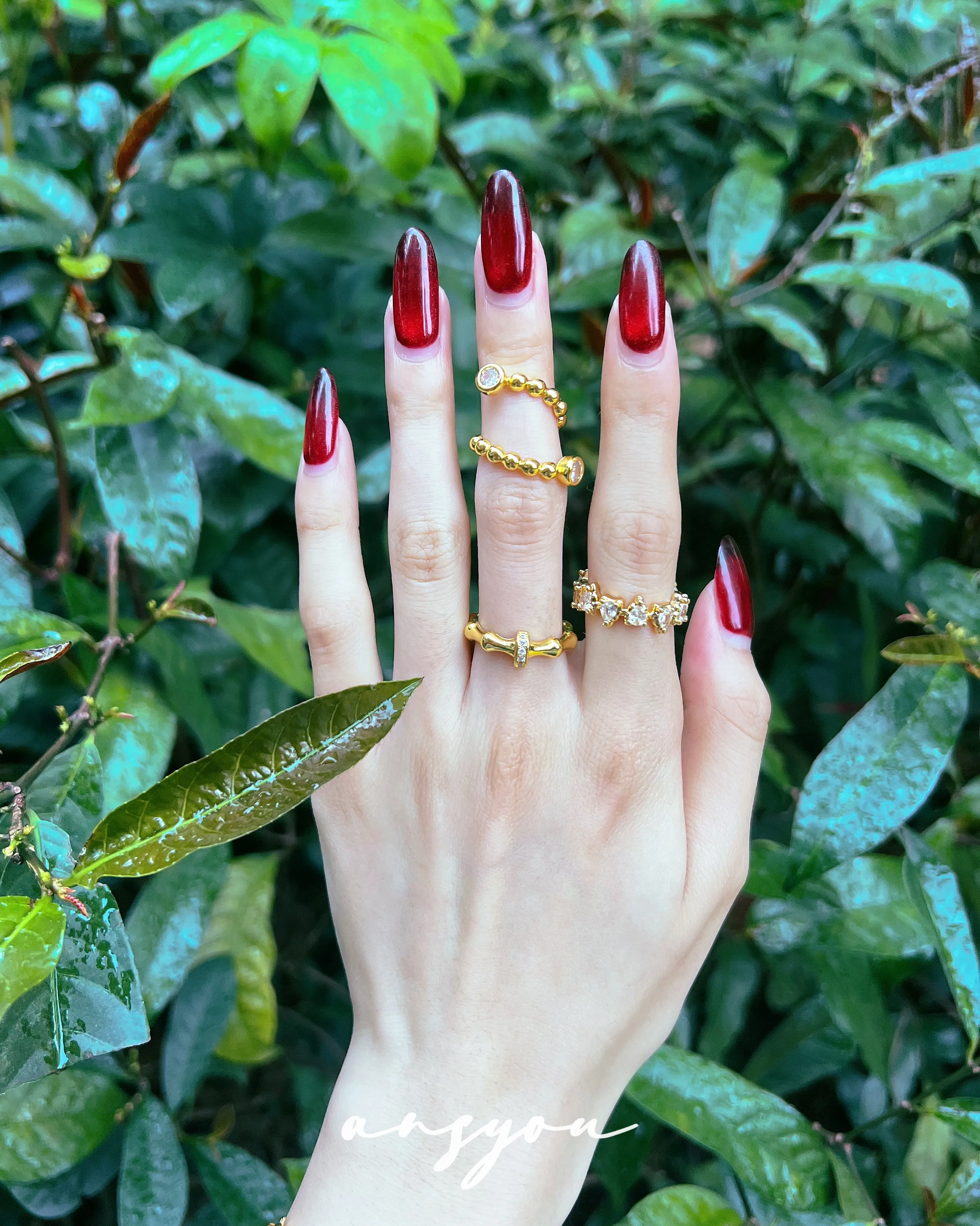 Bamboo Diamond Hoop Ring
