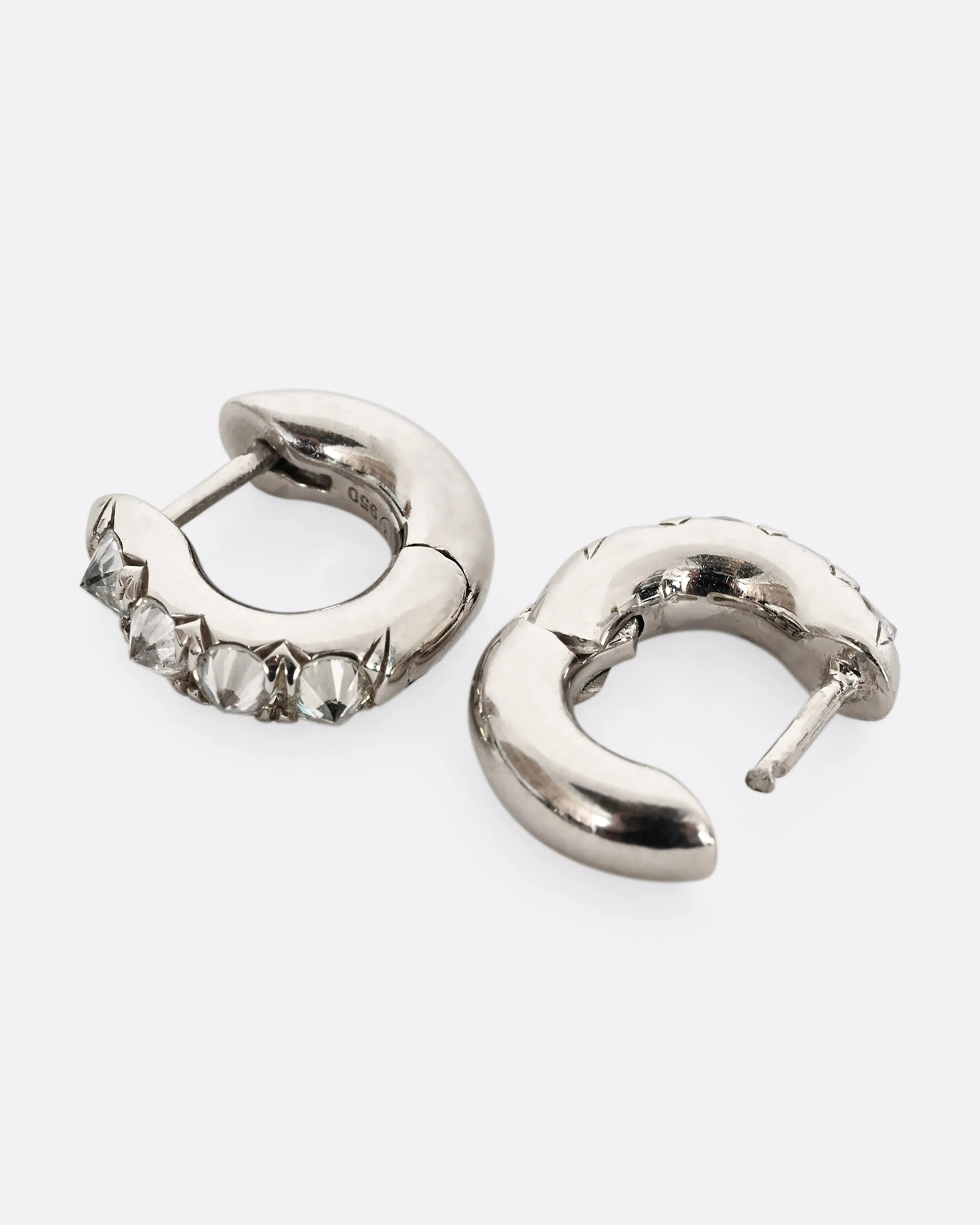 Barbed Diamond Huggie Hoop Earrings