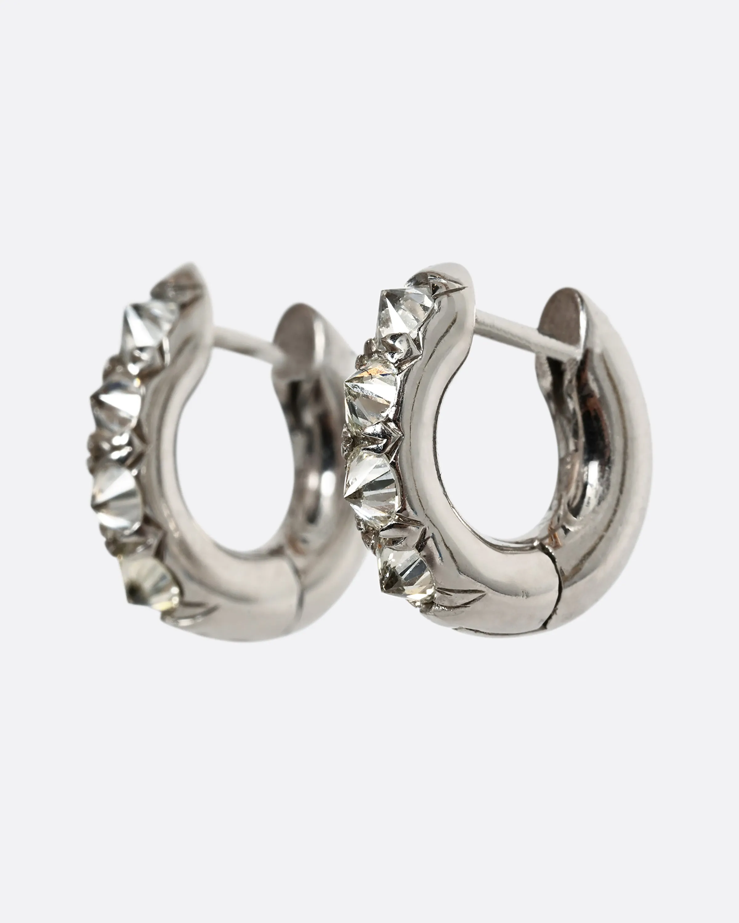 Barbed Diamond Huggie Hoop Earrings