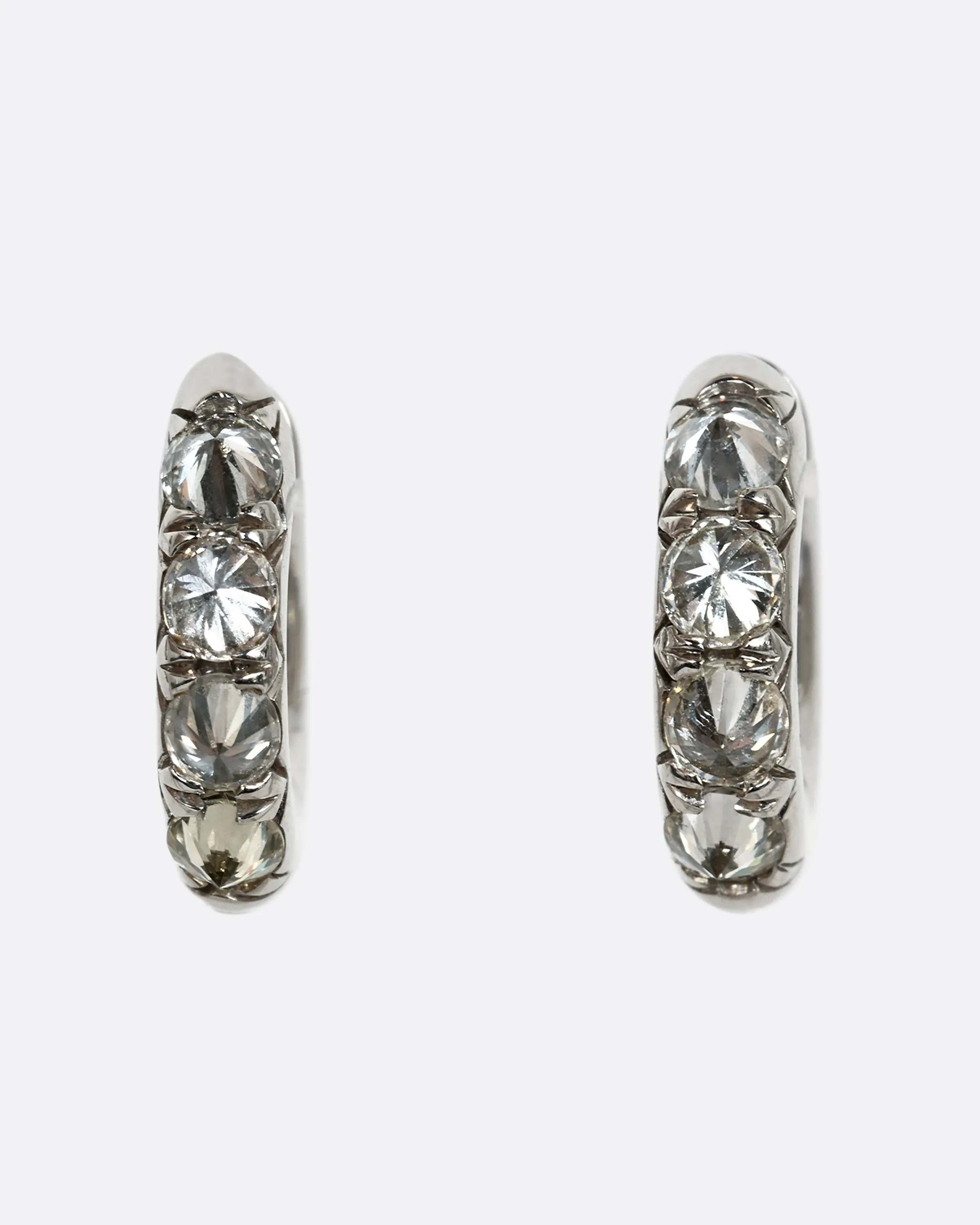 Barbed Diamond Huggie Hoop Earrings