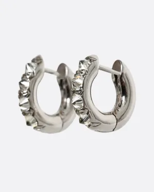 Barbed Diamond Huggie Hoop Earrings