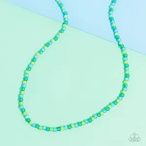 Beaded Belonging - Green - and Blue Bead Paparazzi Short Necklace