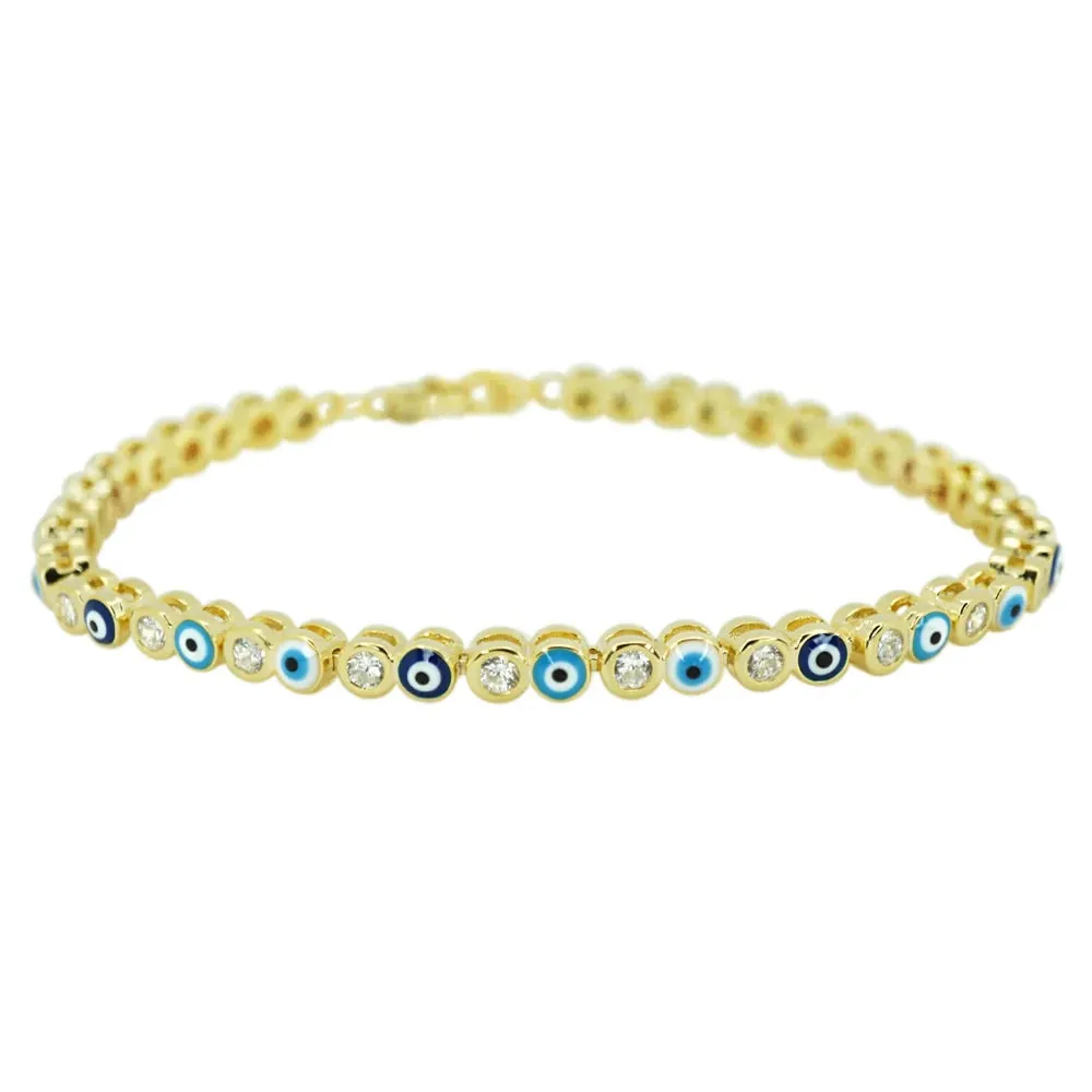 Bezel Eye Tennis Bracelet