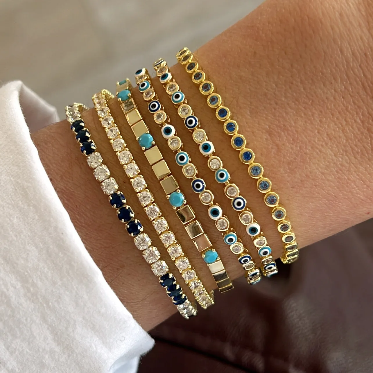 Bezel Eye Tennis Bracelet
